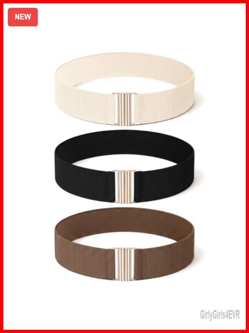 3 Pack Wide Elastic Stretch Belts for Women - Adjustable Invisible Waist Belt